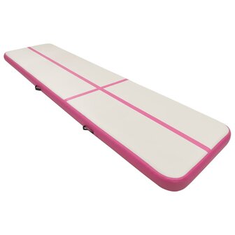 Gymnastiekmat met pomp opblaasbaar 700x100x20 cm PVC roze