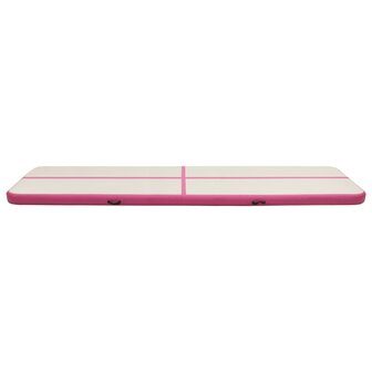 Gymnastiekmat met pomp opblaasbaar 700x100x20 cm PVC roze