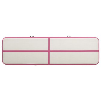 Gymnastiekmat met pomp opblaasbaar 700x100x20 cm PVC roze