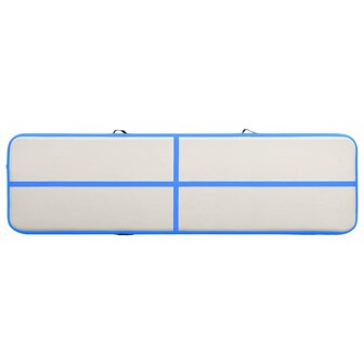 Gymnastiekmat met pomp opblaasbaar 800x100x20 cm PVC blauw