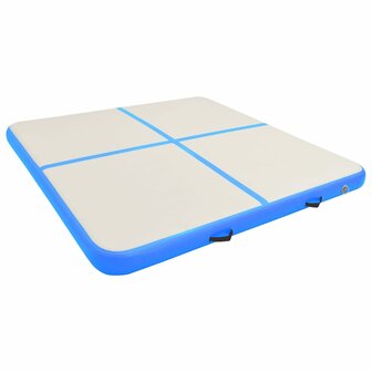 Gymnastiekmat met pomp opblaasbaar 200x200x10 cm PVC blauw