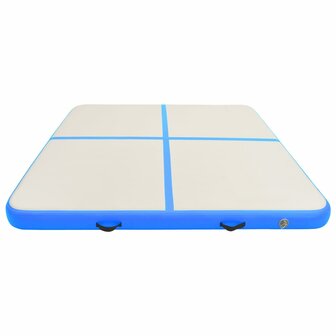 Gymnastiekmat met pomp opblaasbaar 200x200x10 cm PVC blauw