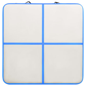 Gymnastiekmat met pomp opblaasbaar 200x200x10 cm PVC blauw