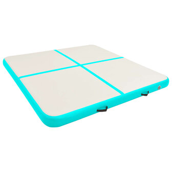 Gymnastiekmat met pomp opblaasbaar 200x200x15 cm PVC groen