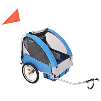 Fietskar voor kinderen 30 kg grijs en blauw