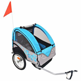 Fietskar voor kinderen 30 kg grijs en blauw