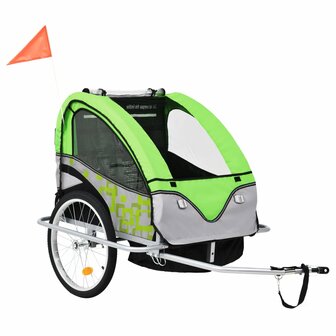 Kinderfietskar en wandelwagen 2-in-1 groen en grijs