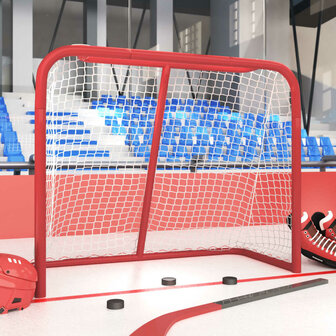 Hockeydoel 183x71x122 cm polyester rood en wit