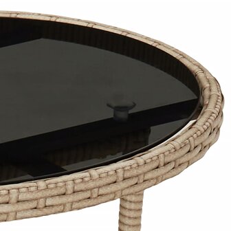 3-delige Tuinset met kussens poly rattan en glas beige 8721102491139 6