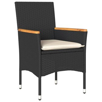 3-delige Tuinset met kussens poly rattan en acaciahout zwart 8721102492075 3