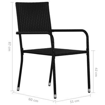 3-delige Tuinset poly rattan zwart 8720286413821 10