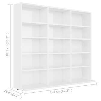 Cd-kast 102x23x89,5 cm bewerkt hout hoogglans wit 8719883914954 6