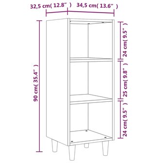 Dressoir 34,5x32,5x90 cm bewerkt hout bruin eikenkleur 8720287085478 7