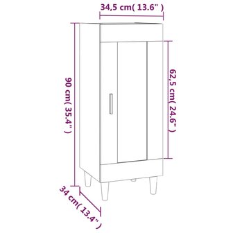 Dressoir 34,5x34x90 cm bewerkt hout bruin eikenkleur 8720287085591 9