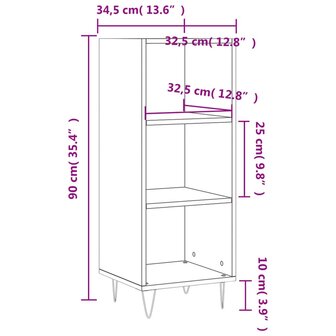 Dressoir 34,5x32,5x90 cm bewerkt hout bruin eikenkleur 8720845869021 9