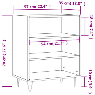 Dressoir 57x35x70 cm bewerkt hout zwart 8720845907365 9