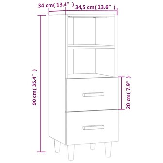 Dressoir 34,5x34x90 cm bewerkt hout bruin eikenkleur 8720287085416 8