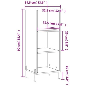 Dressoir 34,5x32,5x90 cm bewerkt hout bruin eikenkleur 8720845869182 9