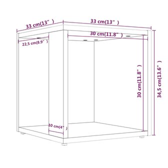 Bijzettafel 33x33x34,5 cm bewerkt hout bruineikenkleurig 8720286956878 8