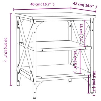 Bijzettafel 40x42x50 cm bewerkt hout bruin eikenkleur 8720845718107 9