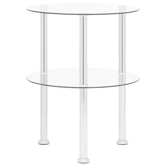 Bijzettafel 2-laags 38 cm gehard glas transparant 8720286057155 2