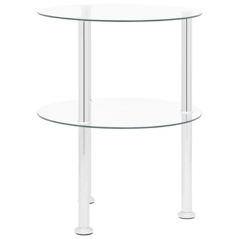 Bijzettafel 2-laags 38 cm gehard glas transparant 8720286057155 3