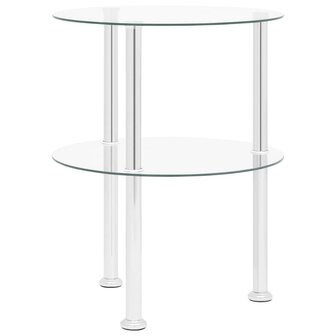 Bijzettafel 2-laags 38 cm gehard glas transparant 8720286057155 4