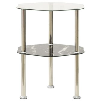 Bijzettafel 2-laags 38x38x50 cm gehard glas transparant zwart 8720286057209 1