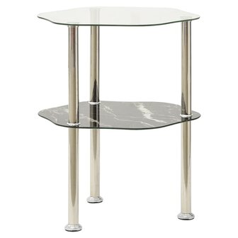 Bijzettafel 2-laags 38x38x50 cm gehard glas transparant zwart 8720286057209 2