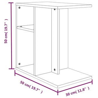 Bijzettafel 50x30x50 cm bewerkt hout grijs sonoma eikenkleurig 8720286978610 10