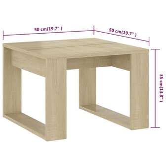 Bijzettafel 50x50x35 cm spaanplaat sonoma eikenkleurig 8720286611623 7