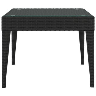 Bijzettafel 50x50x38 cm poly rattan en gehard glas zwart 8720845679071 3