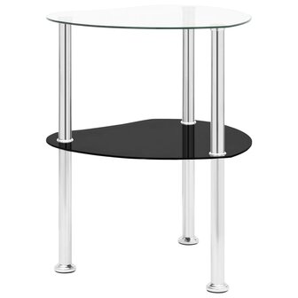Bijzettafel 2-laags 38x38x50 cm gehard glas transparant zwart 8720286057148 1