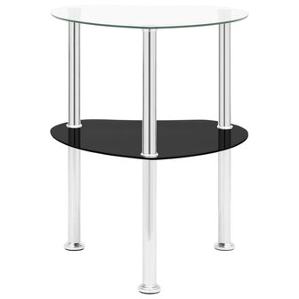 Bijzettafel 2-laags 38x38x50 cm gehard glas transparant zwart 8720286057148 2