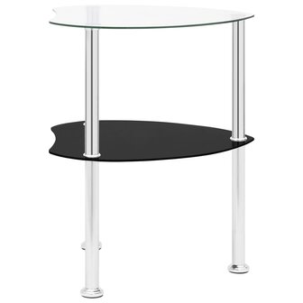 Bijzettafel 2-laags 38x38x50 cm gehard glas transparant zwart 8720286057148 3