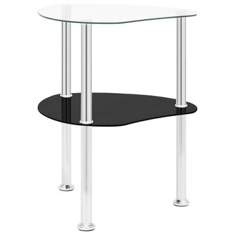 Bijzettafel 2-laags 38x38x50 cm gehard glas transparant zwart 8720286057148 4