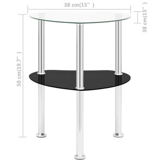 Bijzettafel 2-laags 38x38x50 cm gehard glas transparant zwart 8720286057148 8