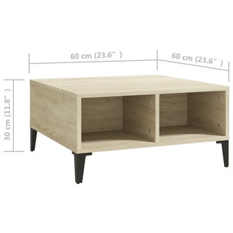 Salontafel 60x60x30 cm bewerkt hout sonoma eikenkleurig 8720286357989 6
