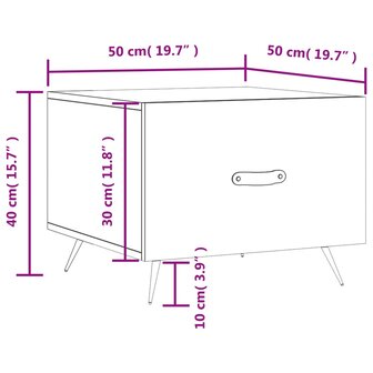 Salontafel 50x50x40 cm bewerkt hout betongrijs 8720845428013 12