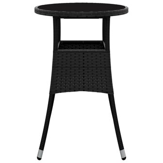 Tuintafel &Oslash;60x75 cm gehard glas en poly rattan zwart 8720286089750 3