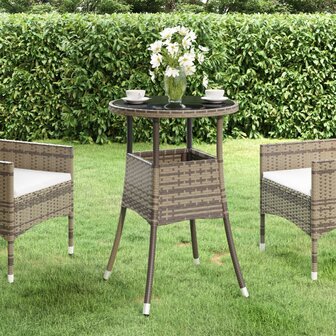 Tuintafel &Oslash;60x75 cm gehard glas en poly rattan grijs 8720286089774 1