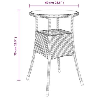Tuintafel &Oslash;60x75 cm gehard glas en poly rattan grijs 8720286089774 6