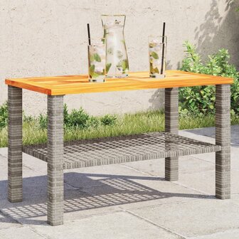 Tuintafel 70x38x42 cm poly rattan en acaciahout grijs 8721012308077 1