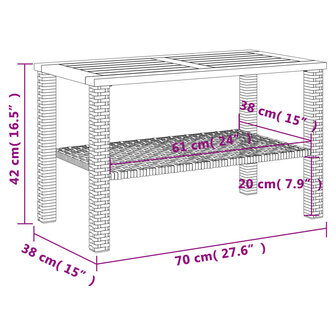 Tuintafel 70x38x42 cm poly rattan en acaciahout grijs 8721012308077 8