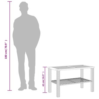 Tuintafel 70x38x42 cm poly rattan en acaciahout grijs 8721012308077 9