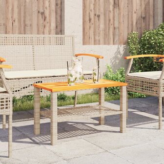 Tuintafel 70x38x42 cm poly rattan en acaciahout beige 8721012308084 3