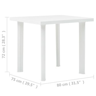 Tuintafel 80x75x72 cm kunststof wit 8719883859859 5
