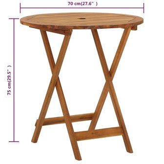 Tuintafel inklapbaar 70 cm massief acaciahout 8720286200247 8
