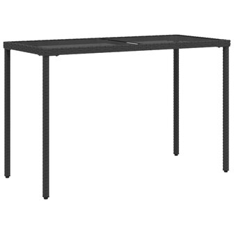 Tuintafel met glazen blad 115x54x74 cm poly rattan zwart 8721012236462 2