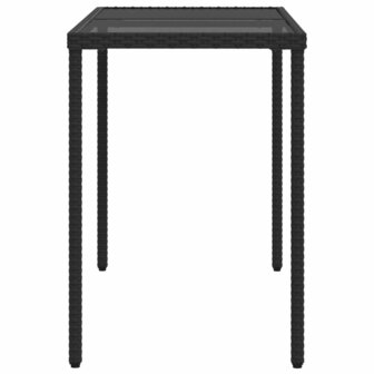 Tuintafel met glazen blad 115x54x74 cm poly rattan zwart 8721012236462 5